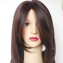 跨境假发 欧美女士时尚化纤头套 棕色长直发 多层次 多色可选 wig