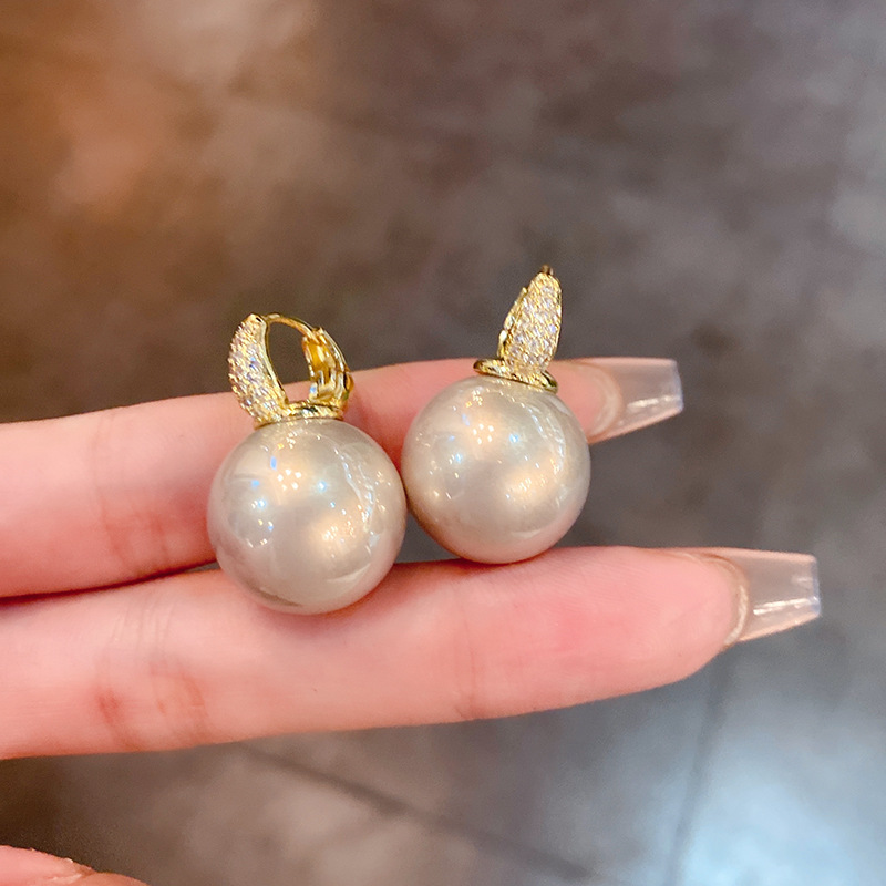 1 Pair Quantity 1 Pair Simple Style Geometric Inlay Imitation Pearl Copper Zircon Earrings