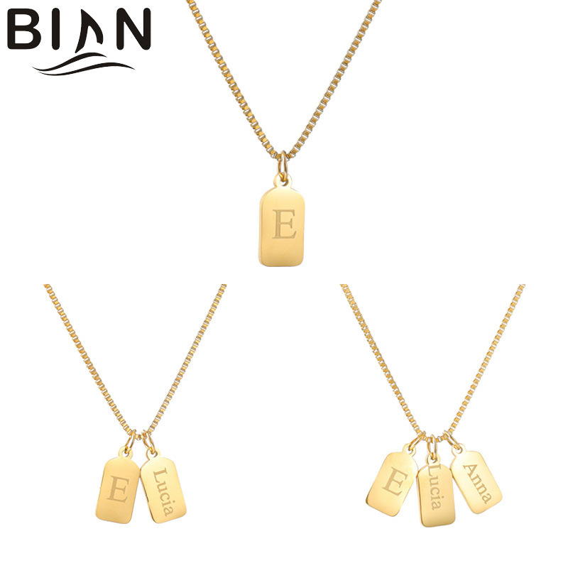 European and American new simple creative DIY jewelry female laser marking geometric smooth square stainless steel pendant necklace European and American new simple creative DIY jewelry female laser marking geometric smooth square stainless steel pendant necklace