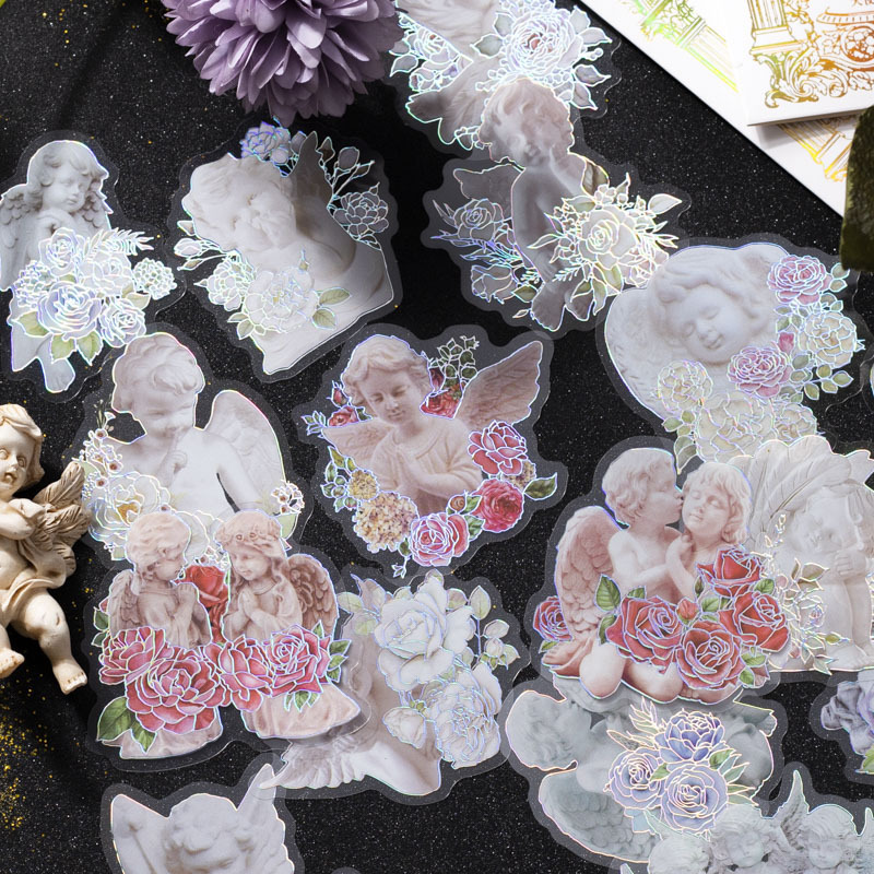Good Day PETSticker Pack Rose Angel Series3 DHot Laser Gold DIYHandbook Decorative Stickers