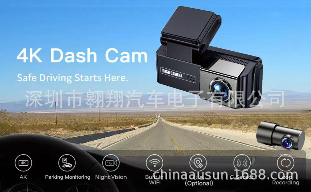 Cross-Border New Model Wifi Recorder with Mobile Phone Connectivity, Gps Parking Monitoring, High-Definition Driving Recorder 4Kadas