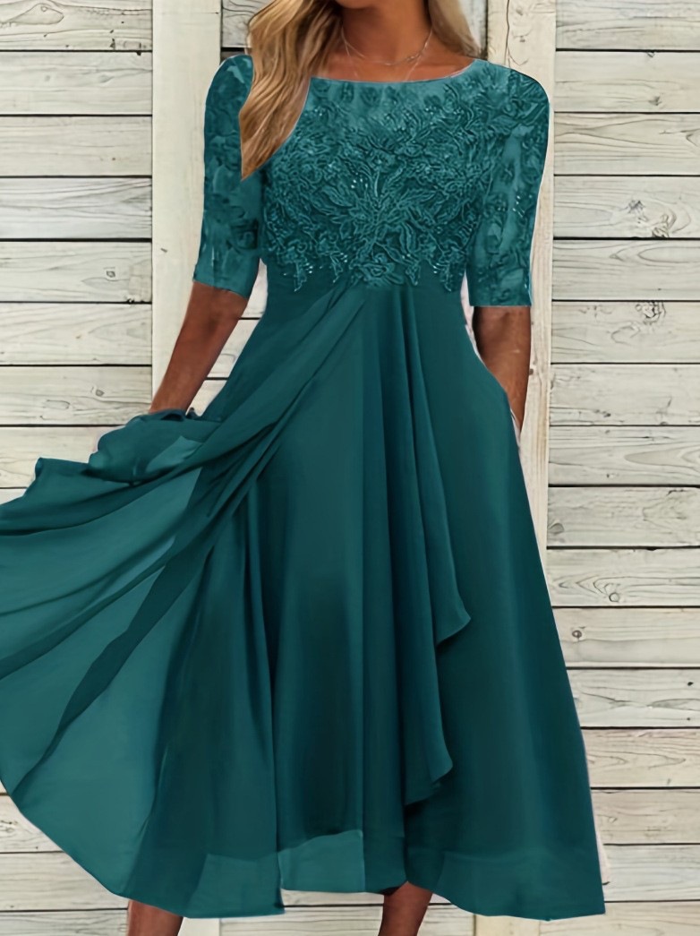 2025 estación europea transfronteriza vestido amazónico chiffon empalme encaje hueco vestido de dama de honor vestido de noche mujer