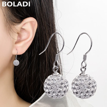 S925银耳坠新款潮高级感锆石圆球耳环女韩版简约时尚钻球气质耳饰