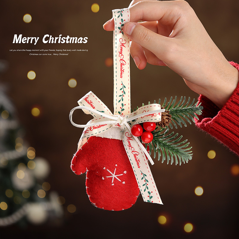 クリスマスペンダント小さなベルベルベットリボンソックスクリスマスツリーシーン装飾用品装飾小さなペンダント|undefined