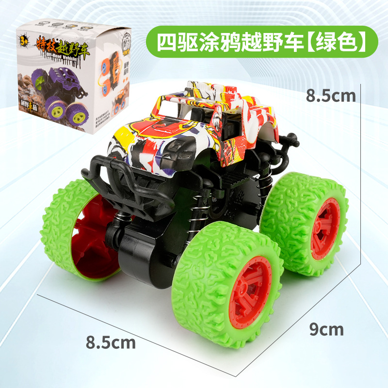 Truco de tracción en las cuatro ruedas inercial transfronterizo modelo de vehículo todoterreno giratorio coche de juguete para niños patio de recreo puesto callejero suministro directo de fábrica