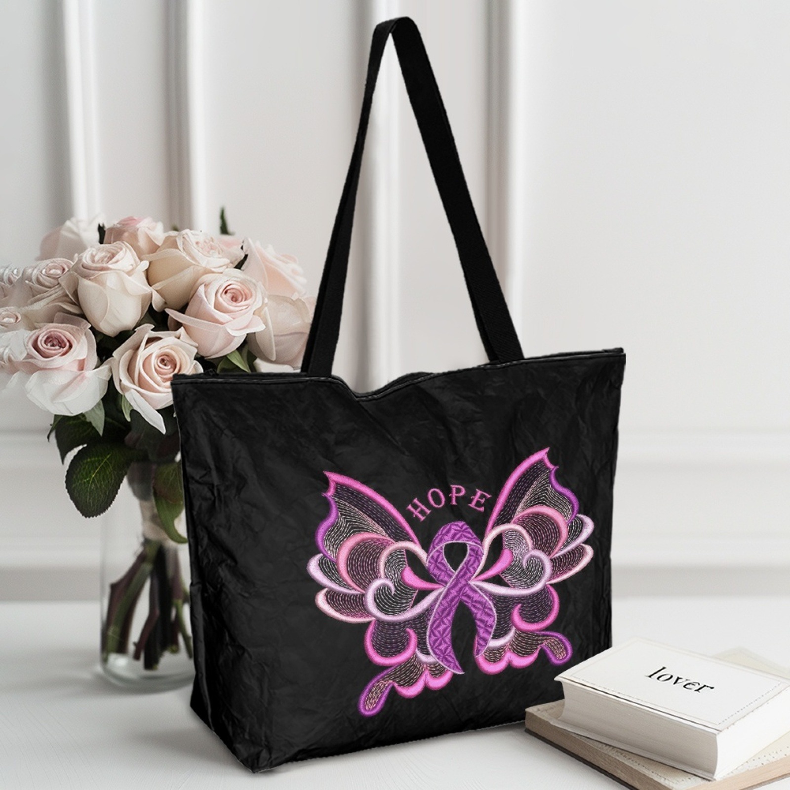 一件代发breast cancer粉红丝带图案印花是是时尚百搭女士杜邦纸