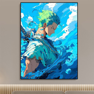 海贼王diy动漫索隆手绘填色油画墙壁挂画来图批发制作一件代发人-阿里巴巴