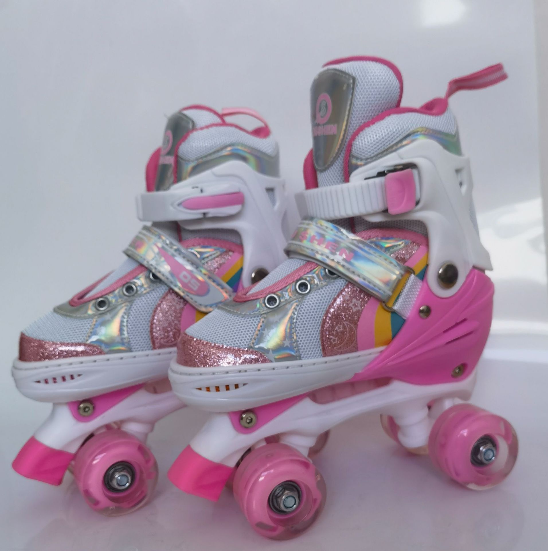 Verstellbare Doppelreihen-Rollschuhe, vierrädrige Inlineskates für Eisbahnen, für Jungen, Mädchen und Grundschüler_voghion.com