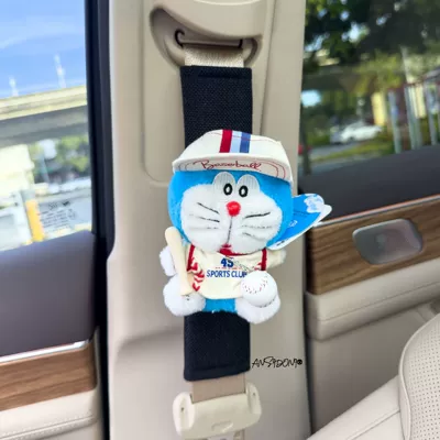 Sürətlər qutusu və əl tormozu başlıqları: Cartoon Cute Car Interior Accessories - shoulder-pads-linen-black-genuine-cute-doraemon-baseball-set-single