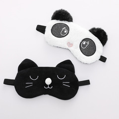 Customizable New Cartoon Panda Black Cat Eye Mask for Cold and Hot Compress, Lightproof and Breathable, Expression Eye Mask for Men and Women