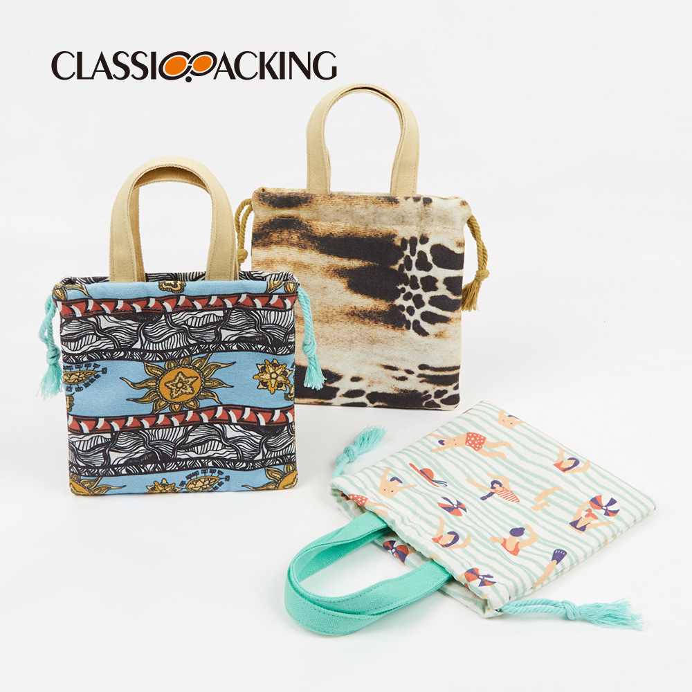 Suministro directo de fábrica al por mayor bolsa de lona bolso de color simple tejido de compras bolsa de algodón bolsa de cordón