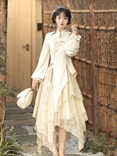 原创芒种汉服女国风改良日常汉元素新中式不规则旗袍连衣裙套装秋