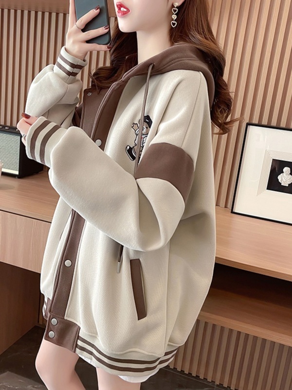 早春装连帽棒球服外套女2025新款爆款春秋薄款宽松中长款开衫卫衣|undefined