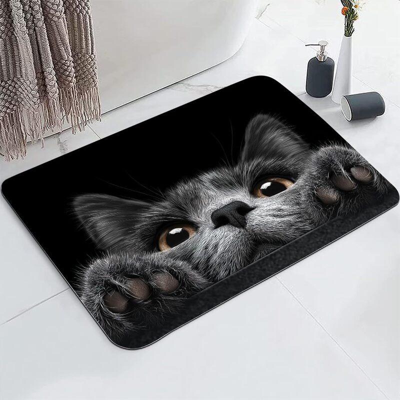 Cross-border cat diatomite floor mat, dirt-resistant, wear-resistant, quick-drying, easy to maintain, absorbent foot mat for bedroom, living room, bathroom, and entryway Cross-border cat diatomite floor mat, dirt-resistant, wear-resistant, quick-drying, easy to maintain, absorbent foot mat for bedroom, living room, bathroom, and entryway