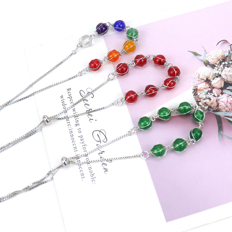 Simple Style Round Alloy natural stone Beaded Bracelets 1 Piece