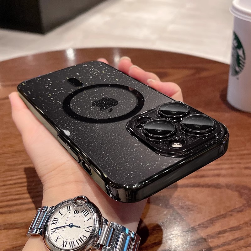 Enchapado transparente pc brillo para iphone16ProMax magnético 13 funda para teléfono móvil Apple 15 pareja 14 duro 16