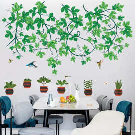 大树燕子盆栽客厅墙贴画卧室电视背景墙装饰贴纸