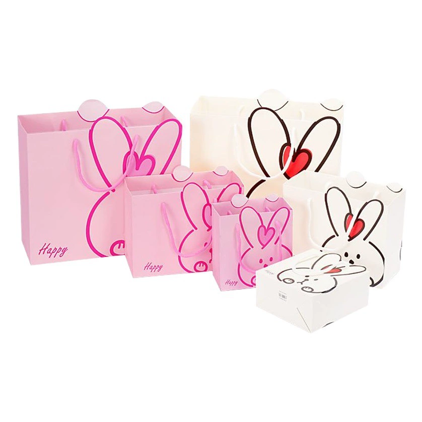 Big Ears Rabbit ins Сопровождающий подарок Розовый мешок Подарочная упаковка Сумка Подарочная сумка на день рождения