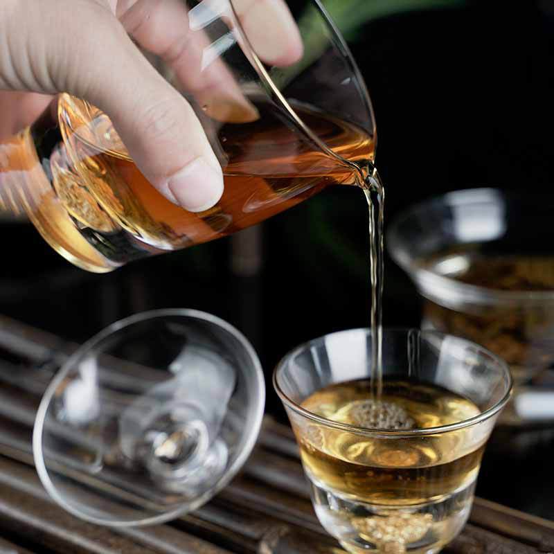 Juego de té de vidrio retro, juego de té, taza de té de kung fu de oficina en casa, hermoso y atmosférico, juego de caja de regalo de alta gama