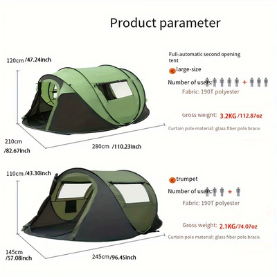 Avtomobil dam çadırları folding portable camping overnight - military-green-5-8-people