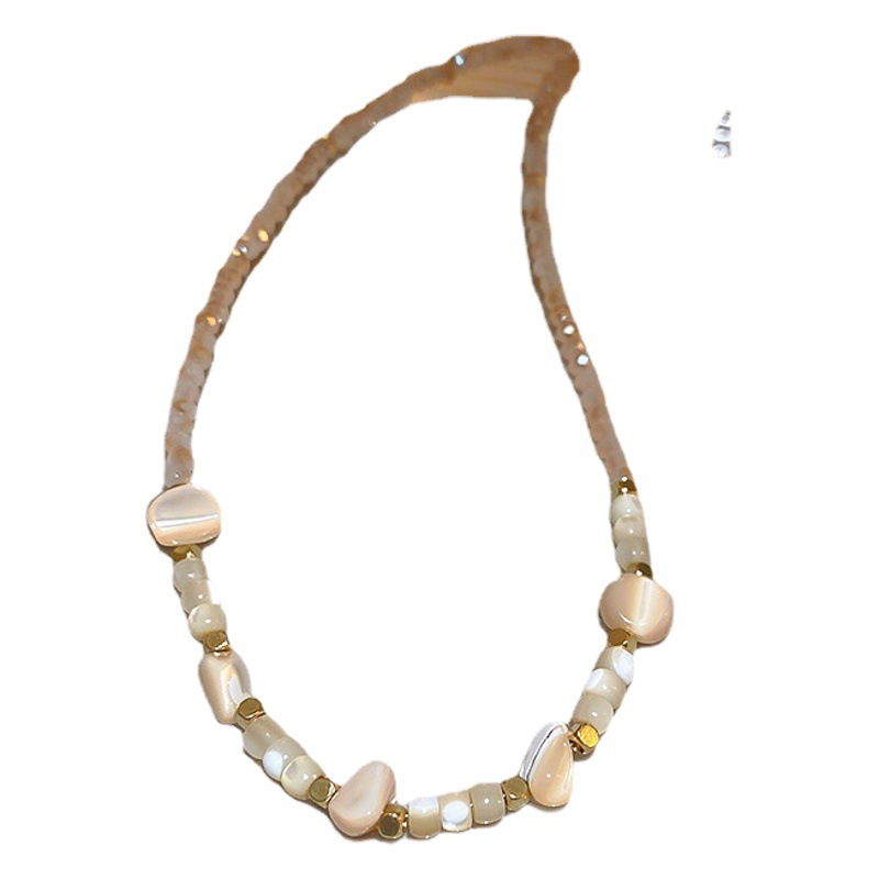 Irregular Shell collar de cuentas de cristal de moda retro todo partido Cadena de clavícula nicho temperamento collar de alto sentido para las mujeres