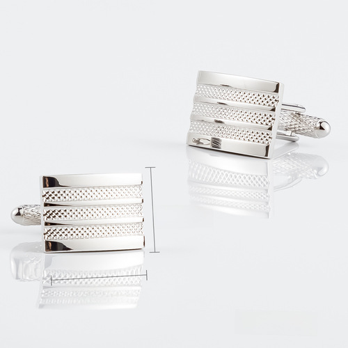 New Arrival High-End Electroplated Silver Embossed Pattern Metal Cufflinks — Wholesale French-Style Men's Cufflinks for International Trade