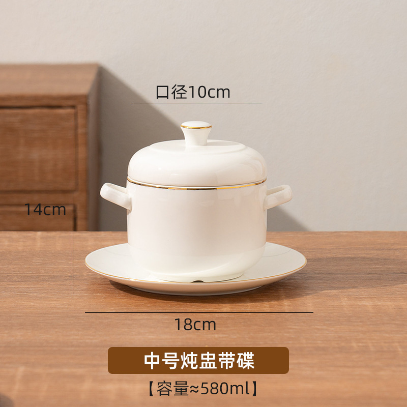 陶器製の蓋付き蒸し器、家庭用卵蒸し器、一人用スープカップ、両耳付きスープカップ、陶器製スープカップ|undefined