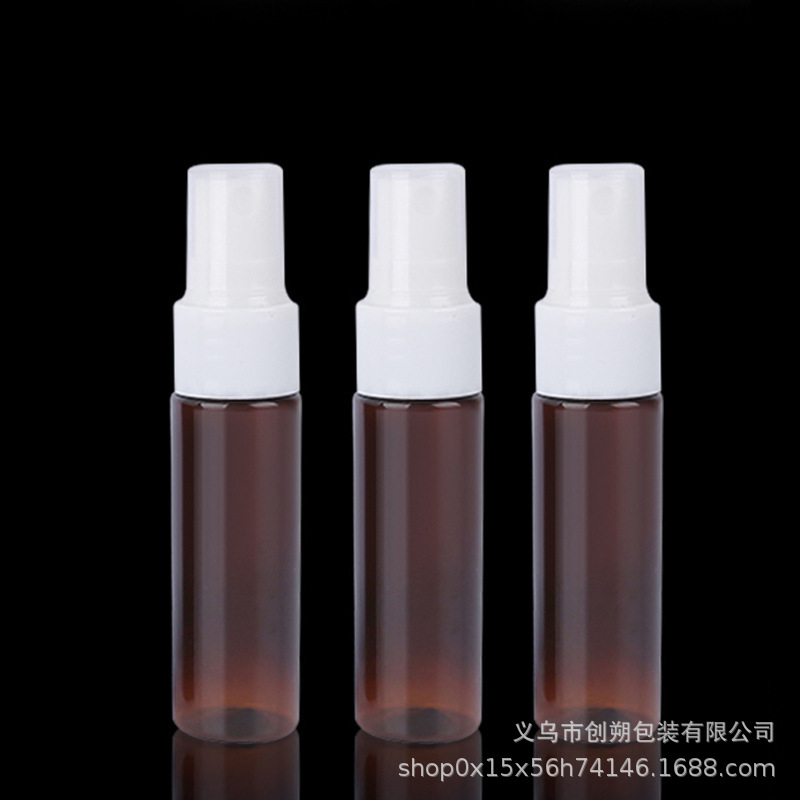 厂家批发50ML毫升棕色配喷雾头PET平肩瓶丝印工艺消毒水喷雾瓶