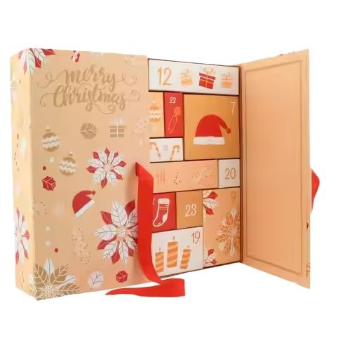 크리스마스 카운트다운 달력 블라인드 박스 - 복숭아색, 30*33.5*8, 코팅지