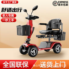 2025 新しい高齢者スクーター四輪車大人の電気自動車折りたたみダブルスクーター小型バッテリー車