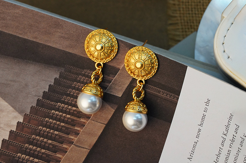 Vintage Style Water Droplets Pearl Copper Plating Drop Earrings 1 Pair