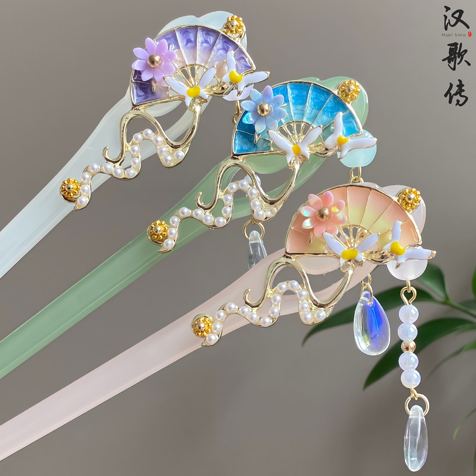 New Style Fan-Shaped Acetate Hairpin with Tassels, Simple Modern Daily Hairpin, Hanfu and Cheongsam Hair Accessory