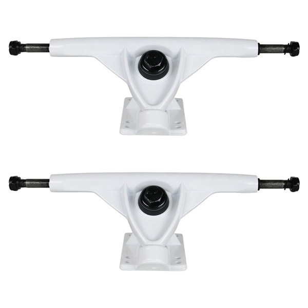 1 Set of White Aluminum-Magnesium Alloy Four-Wheel Skateboard Bracket Longboard Bridge Dance Board 7inch Bracket with Bearing Wheels