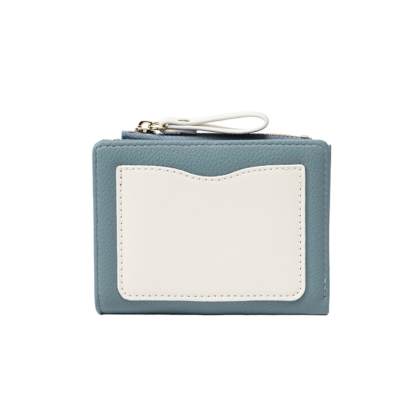 Haitao nueva billetera para mujer, elegante y simple, monedero corto para estudiantes, dos tarjetas de descuento, billetera para mujer al por mayor