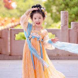 2026新款汉服女童春秋古风古装唐装儿童中国风唐装绝美超仙连衣裙