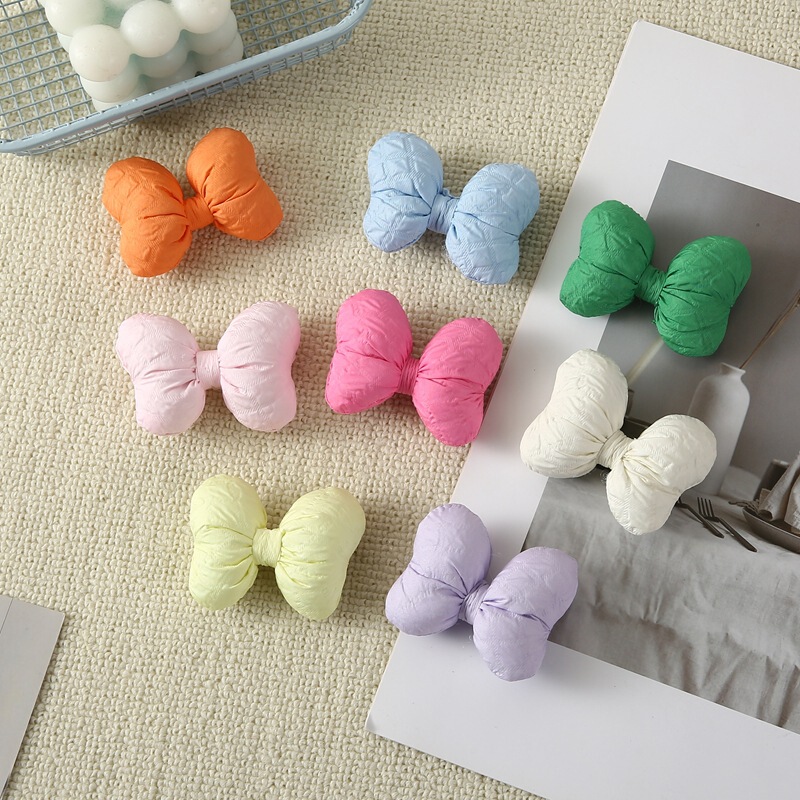 Candy Color Fabric Cotton Bow Headwear Accessories Pillow Children's Hairpin Accessories DIY Footwear Accessories