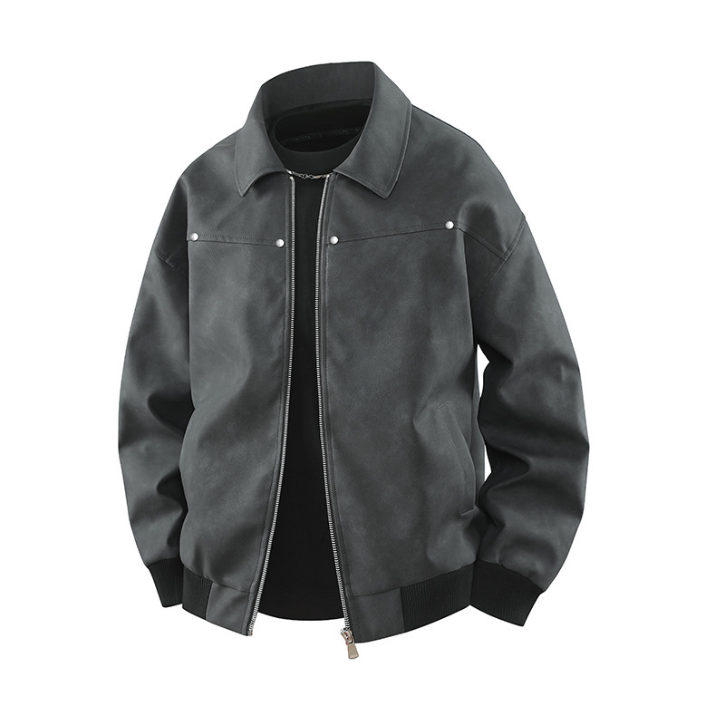 美式复古pu皮夹克外套男款秋冬潮牌痞帅机车棒球服高街休闲上衣服|undefined