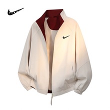 撞色立领夹克男春秋季新款美式复古无帽棒球服休闲情侣装外套女