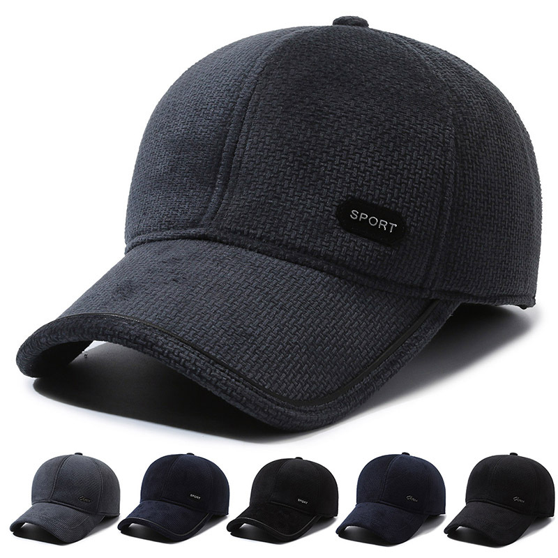 Neue warme Mützen für Herren für den Herbst und Winter, winddichte, kältebeständige Entenschnabelmützen für ältere Menschen mittleren Alters, Ohrenschützer, Plüsch_voghion.com