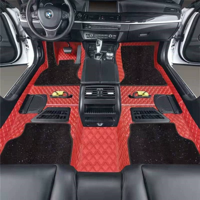 360 Aviation Soft-packed Floor Mats: Ayaqaltılar (Kovriklər) - red-nappa-leather-black-starry-sky-blanket