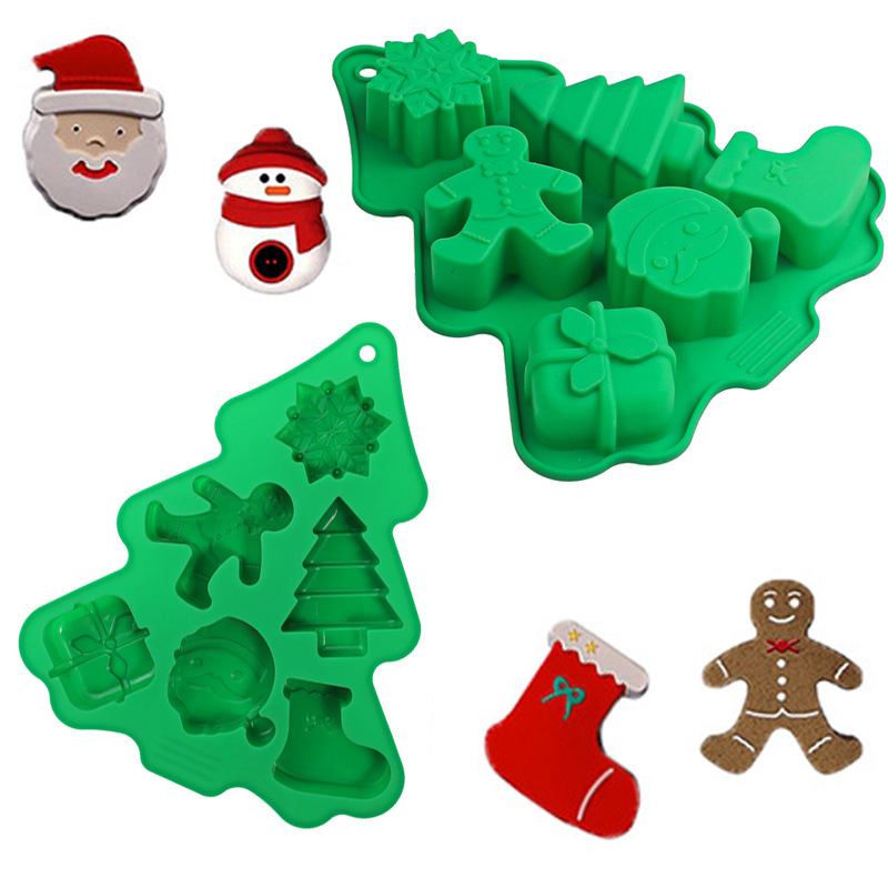 Cross-Border Christmas Molds Silicone Christmas Tree Gingerbread Man Christmas Cookie Cutters Chocolate Tools Baking Cake