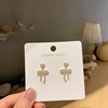 South Korean goods, silver needle, sophisticated cute small earrings with bow, silver 925 sample, diamond encrusted, simple and elegant design