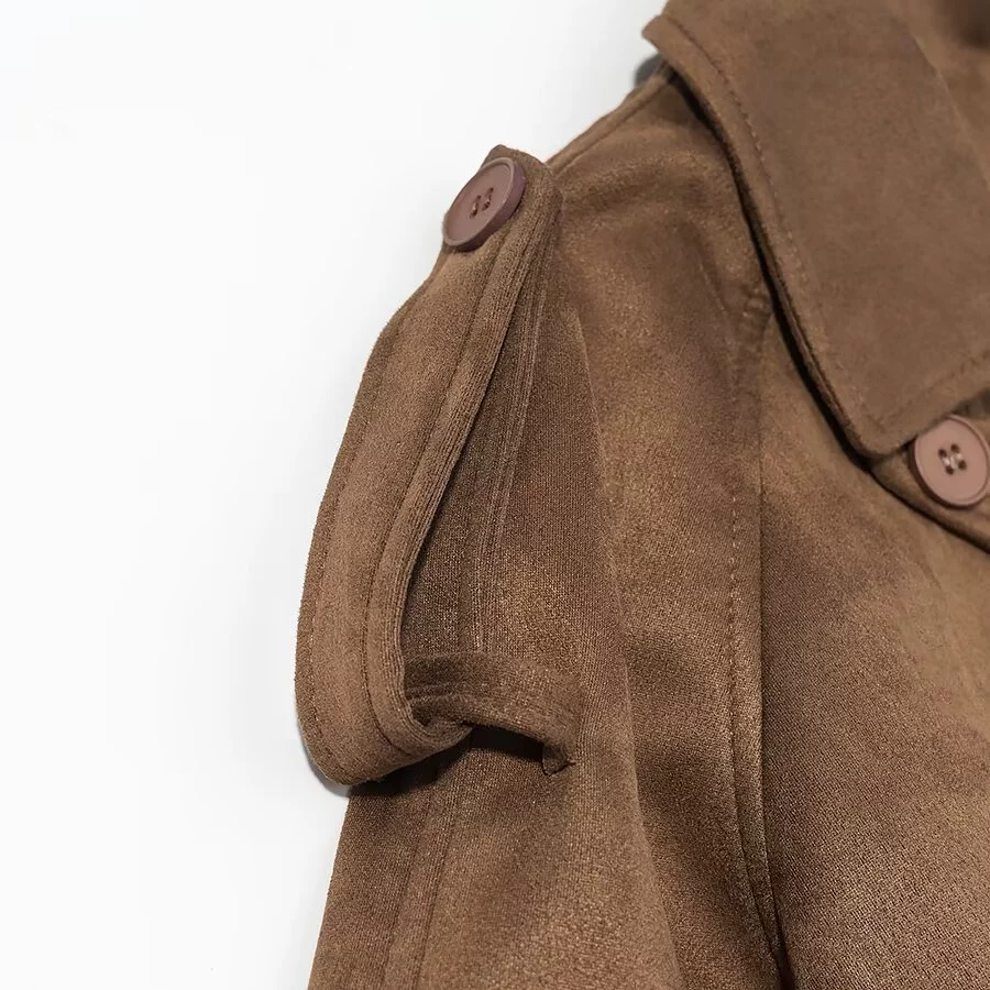 Бархатный длинный осенний тренч, повышенная толщина, городской стиль