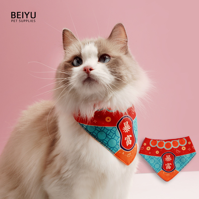 New pet saliva scarf triangle scarf printed scarf neck cover accessories cats and dogs national fashion style fun and soft