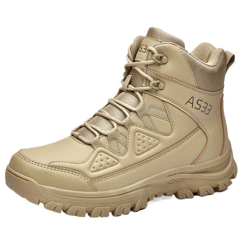New Men's Outdoor Work Boots Combat Training Boots High-Cut Laced Hiking Off-Road Sports Tactical