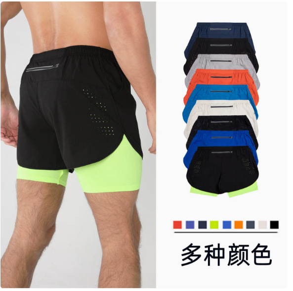Men's Sports Shorts for Running and Track and Field, Loose Fit, 2-in-1 Quick-Dry Lining, Anti-Exposure, Double-Layer Gym Shorts for Men