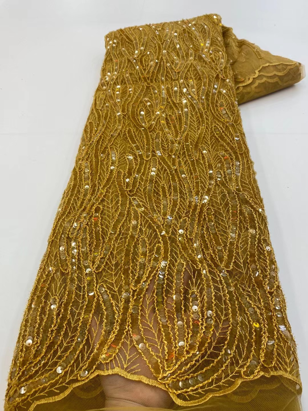 Ropa transfronteriza vestido de novia tela de lana cuerda de lentejuelas malla bordada vestido de malla de encaje JX3430