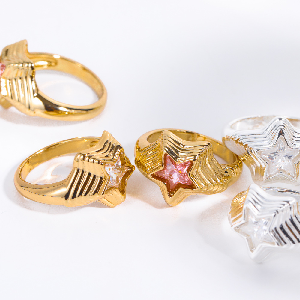 Fashion Star Copper Plating Inlay Zircon Rings 1 Piece
