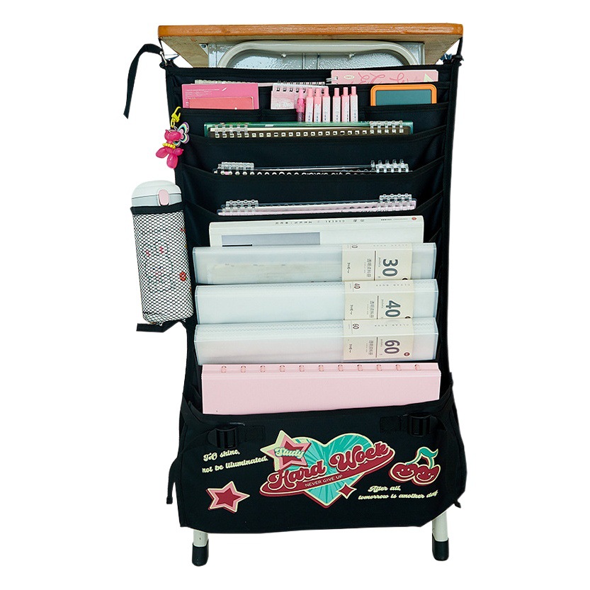 Bolsa de libros colgante 11-capa 14-rejilla retro expansión almacenamiento artefacto engrosado bolsa de almacenamiento multifuncional bolsa colgante de mesa