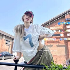 跨境韩系潮牌7号球衣短袖T恤男女夏季冰丝薄款休闲运动宽松上衣女